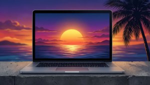 Tropical Laptop Sunset