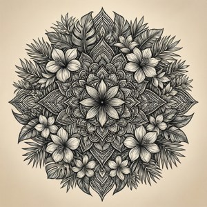 Tropical Mandala Line Art