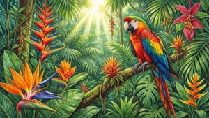 Tropical Rainforest Parrot