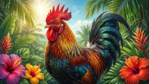 Tropical Rooster Paradise