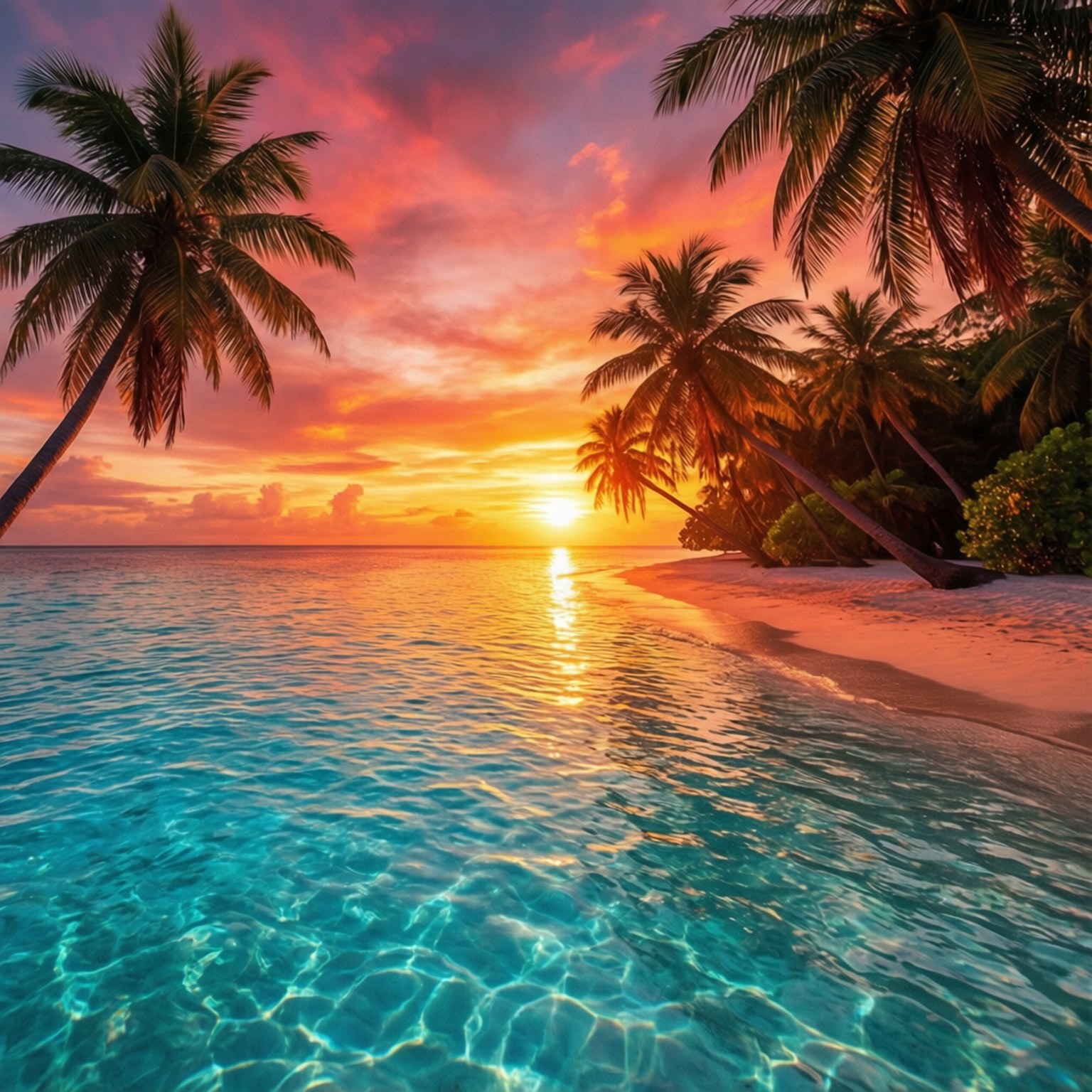 Tropical Sunset Beach by Wallpapers.art Studio