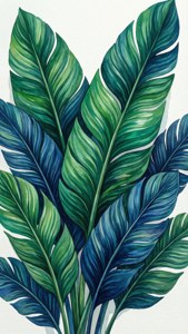 Tropical Watercolor Leaves