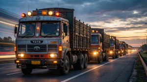 Truck Convoy at Dawn