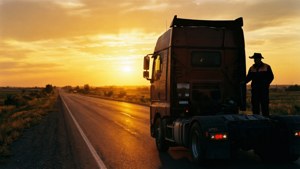 Trucker at Sunset