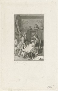 Tsaar Peter de Grote en burgemeester Nicolaes Witsen bestuderen een kaart, 1697