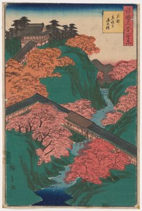 Tsuten-kyo Bridge, Tofuku Temple, Kyoto (Kyoto Tofukuji Tsutenkyo bashi) from the series “One Hundred Famous Views in the Various Provinces (Shokoku meisho hyakkei)”