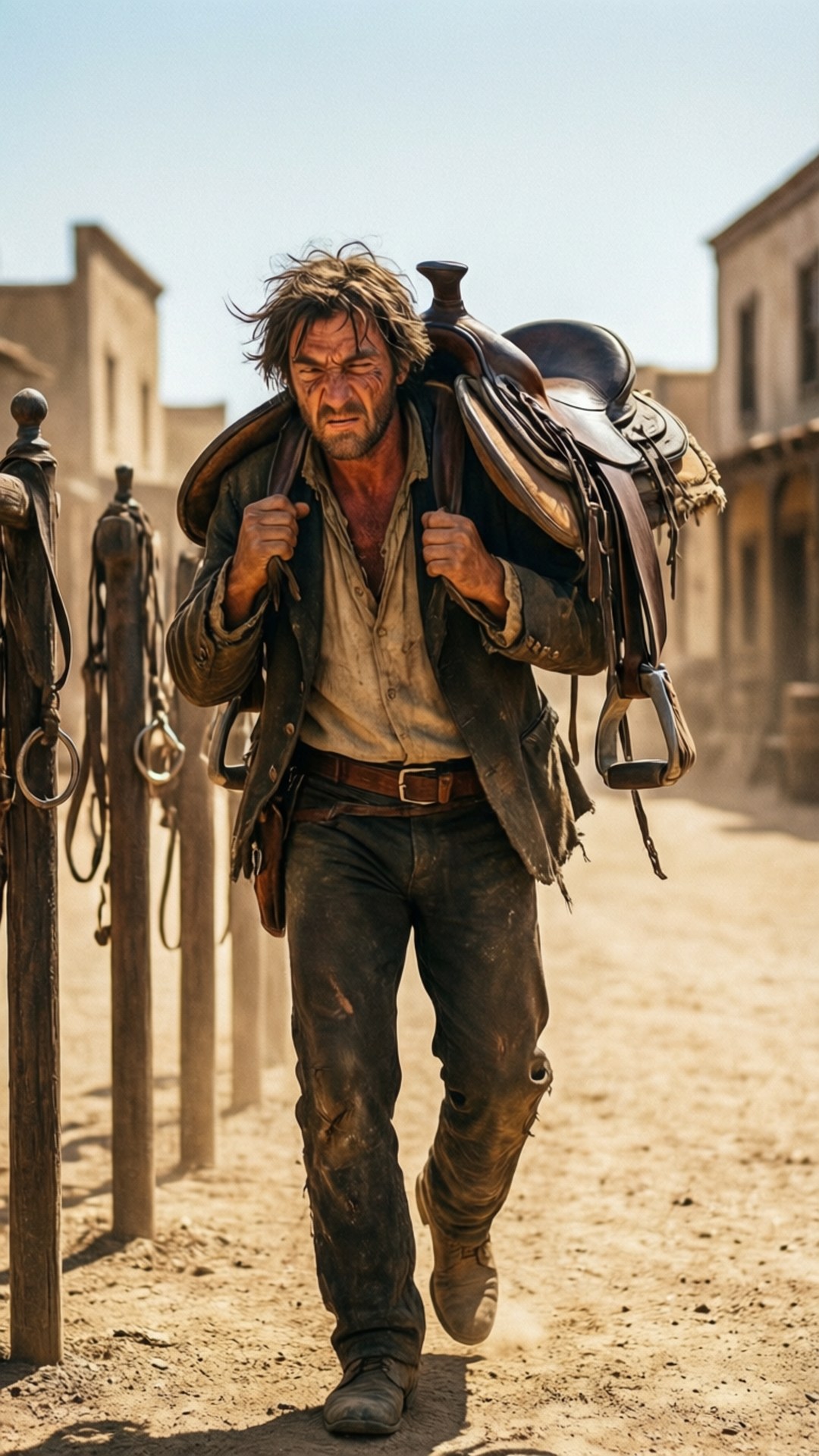 Tuco Carrying the Saddle by Wallpapers.art Studio