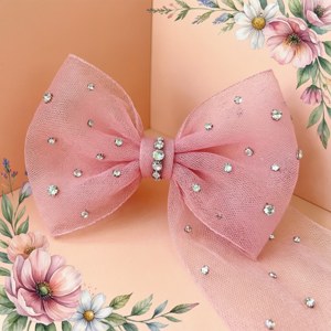 Tulle Crystal Bow with Watercolor
