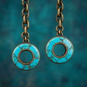 Turquoise Circle Cut Studs