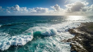 Turquoise Ocean Waves Crash