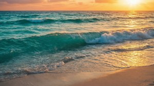 Turquoise Sunset Waves