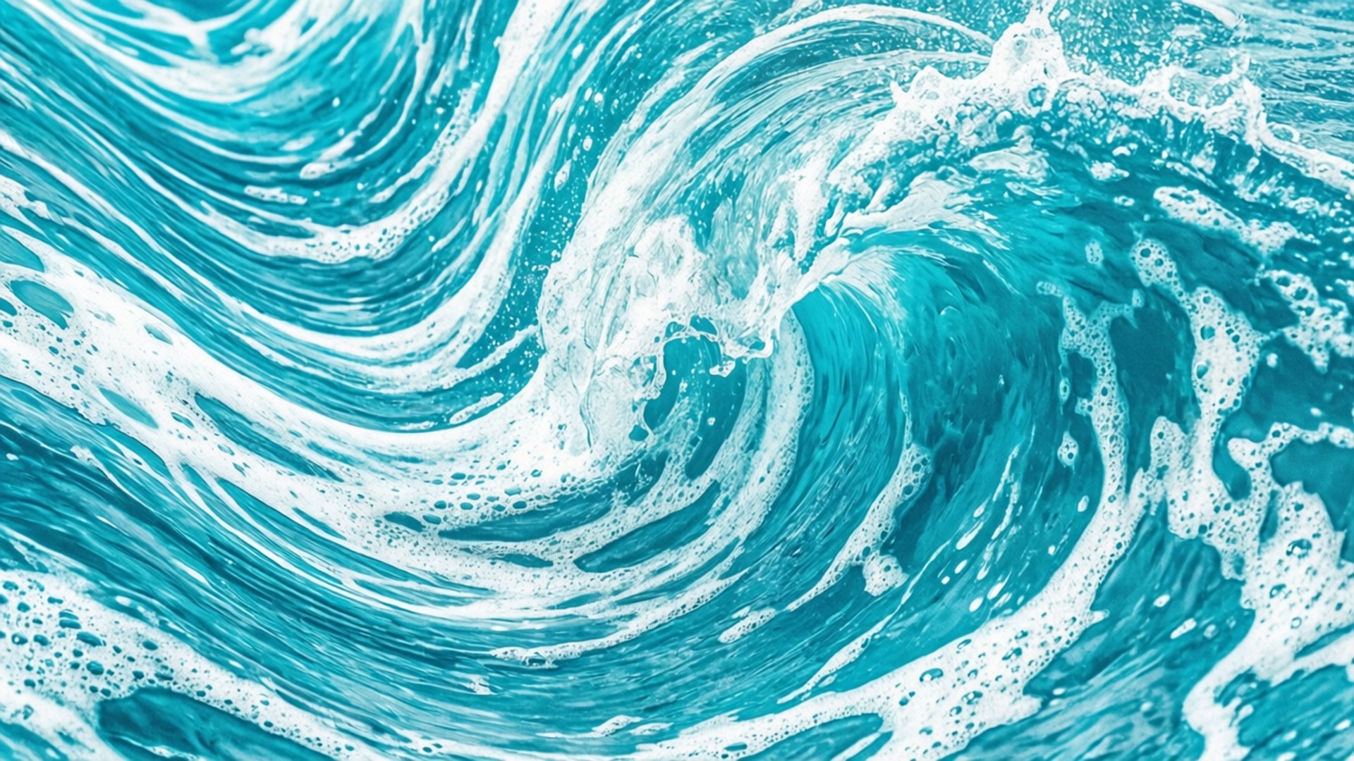 Turquoise White Wave Flow by Wallpapers.art Studio