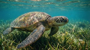Turtle Over Seagrass