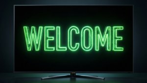 TV 4K Neon Welcome Text