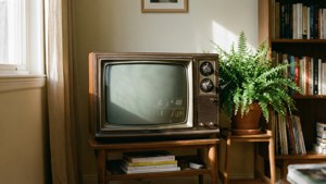 TV with Plant in Cozy Room
