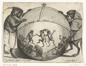 Twee apen houden een wereldbol