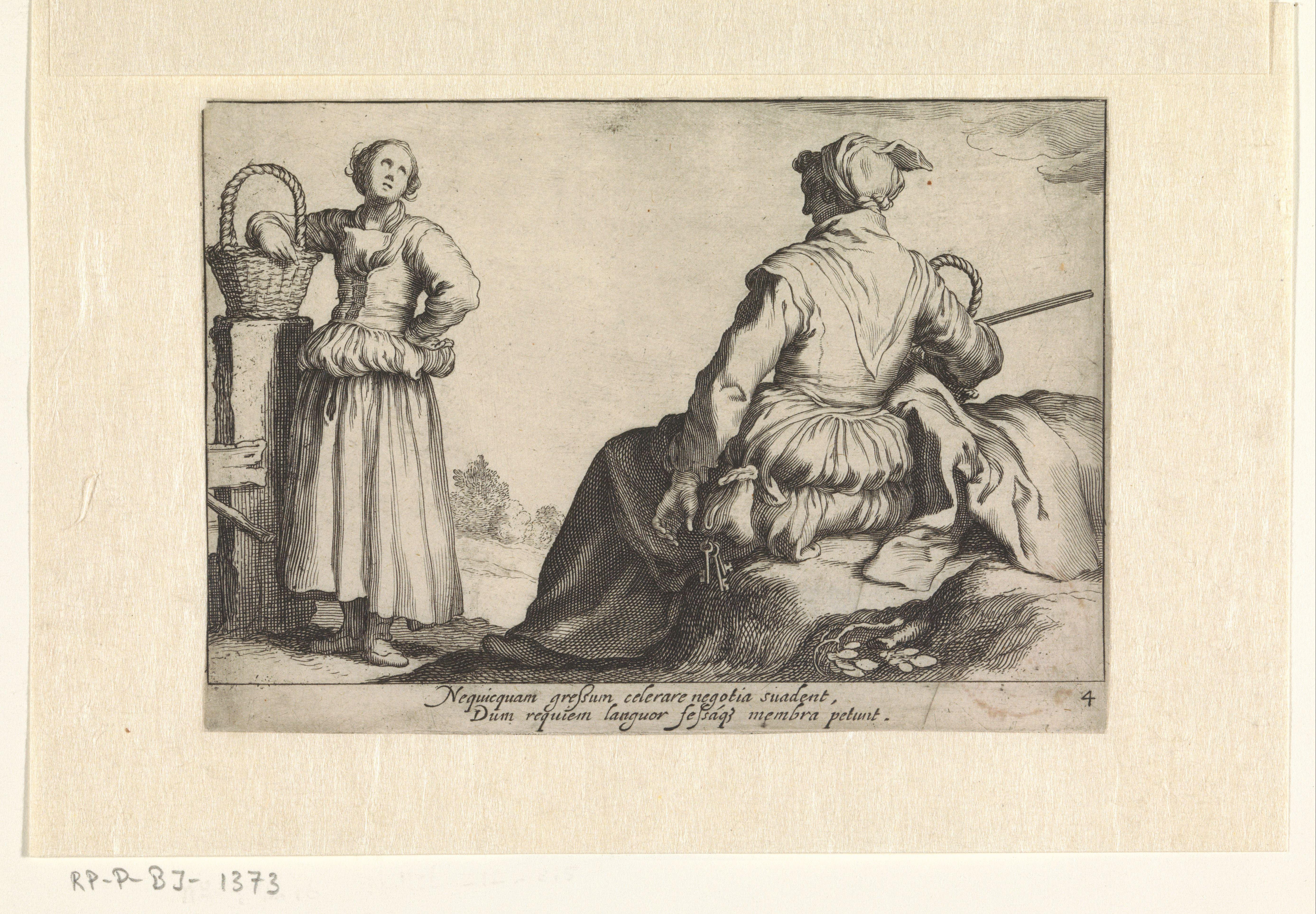 Twee boerinnen by Cornelis Bloemaert (II)