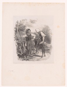 Twee boerinnen met een muildier