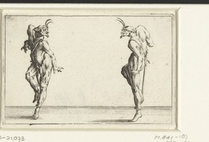 Twee dansers, beiden op de linkerzijde gezien