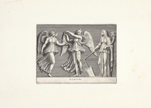 Twee engelen en een vrouwenfiguur