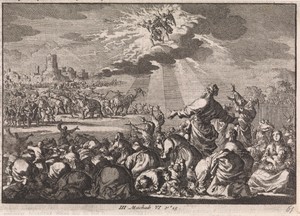 Twee engelen jagen de olifanten van Ptolemaeus Philopator weg