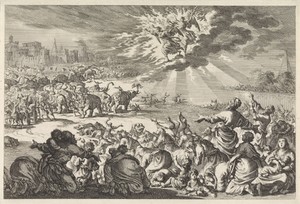 Twee engelen jagen de olifanten van Ptolemaeus Philopator weg