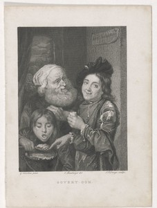 Twee etende jongens en een oude man
