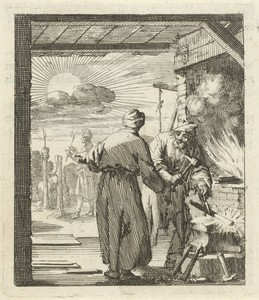 Twee figuren in een smidse