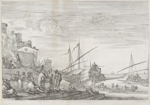 Twee galeischepen in de haven van Livorno