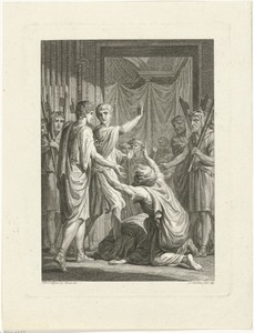 Twee Germanen knielen voor Germanicus