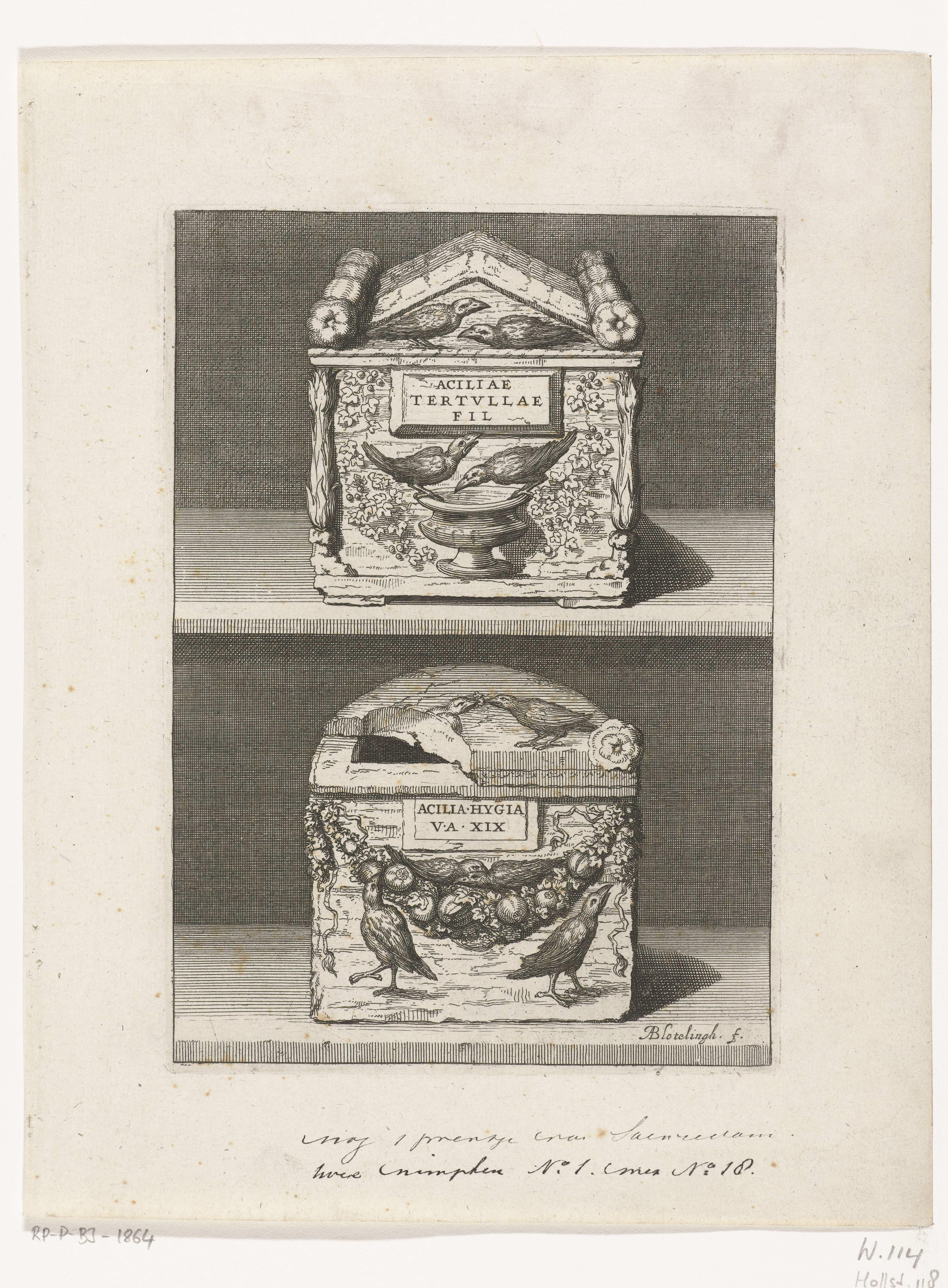Twee graftombes by Abraham Bloteling