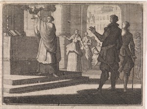 Twee handen ontnemen een priester de miskelk