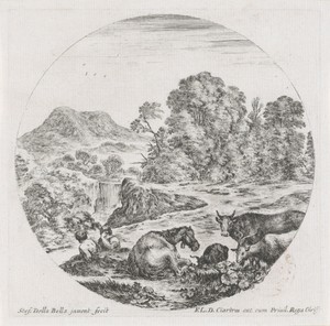 Twee herders met kudde in een landschap
