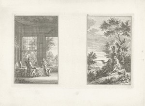 Twee heren in een vertrek, en twee heren in de natuur