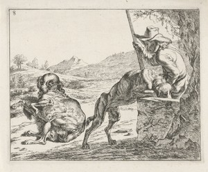 Twee honden en een jager