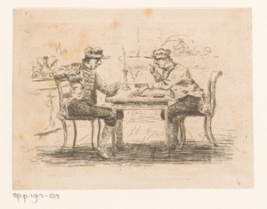 Twee kaartspelende mannen