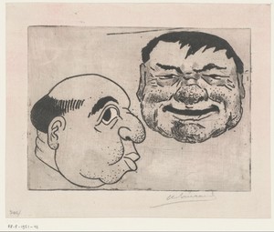 Twee karikaturale mannenhoofden