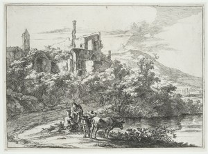 Twee koeien bij het water bij Tivoli