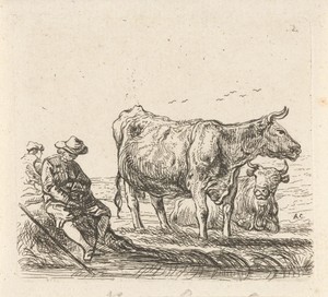 Twee koeien met twee herders