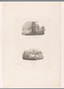 Twee landschappen met Japanse monumenten