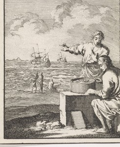 Twee mannen aan een strand beschouwen een kompas