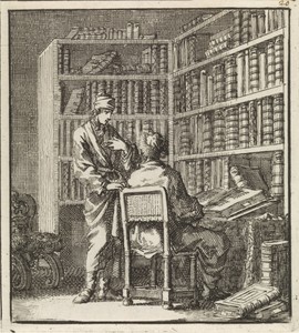 Twee mannen bij een boekenkast
