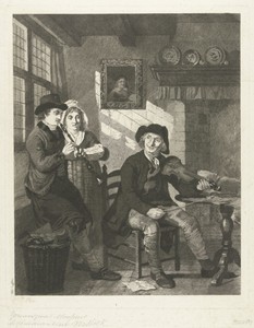 Twee mannen en een vrouw maken muziek in interieur