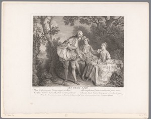 Twee mannen flirten met een jonge vrouw