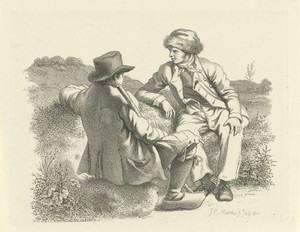 Twee mannen in een landschap