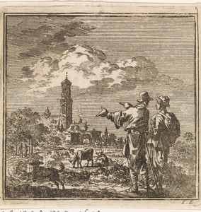Twee mannen kijken naar een kerktoren