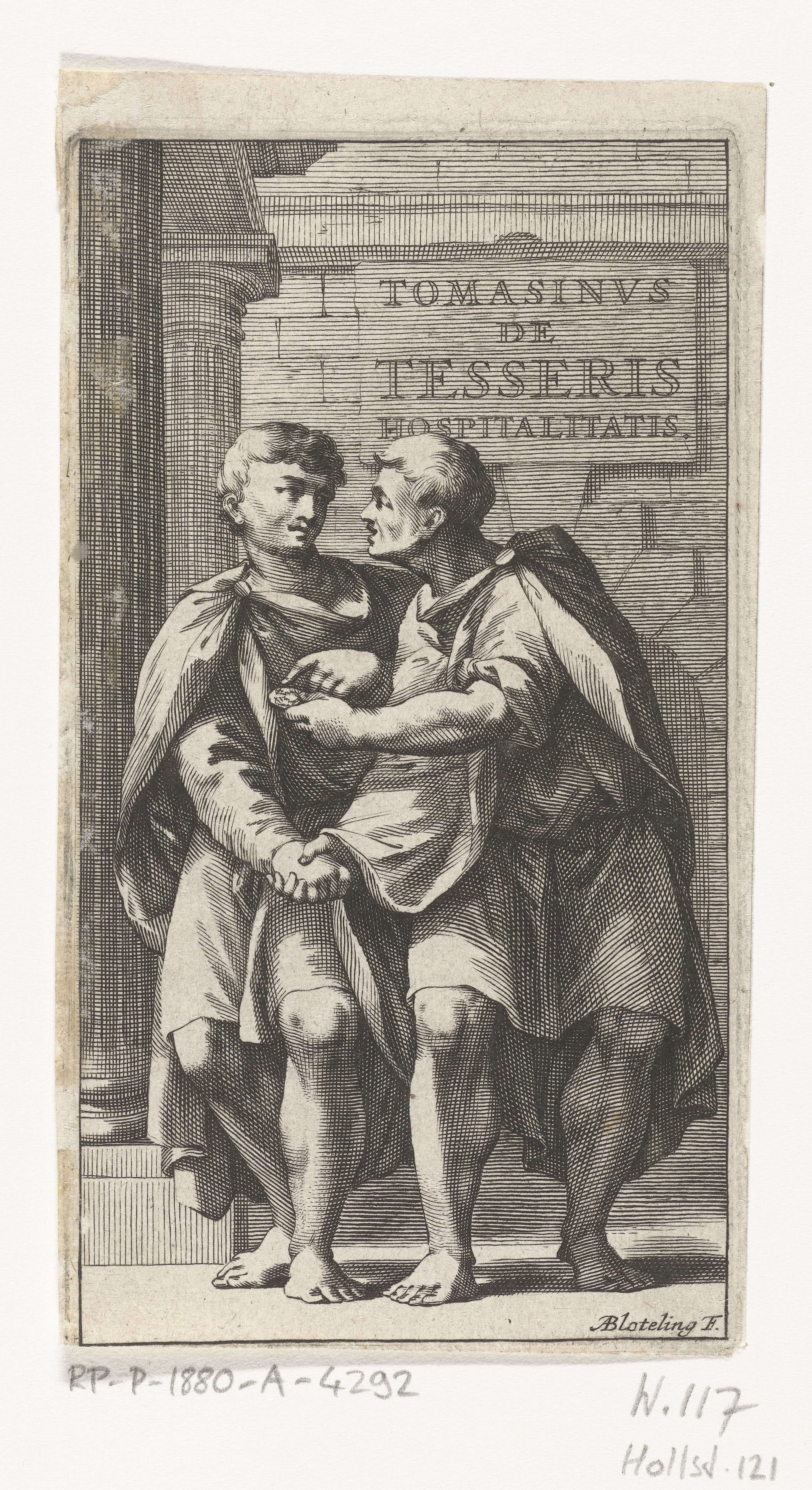 Twee mannen schudden elkaar de hand by Abraham Bloteling