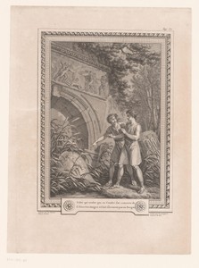 Twee mannen voor een ruïne van een poort