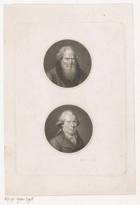 Twee medaillons met de portretten van Hans Sachs en een onbekende man