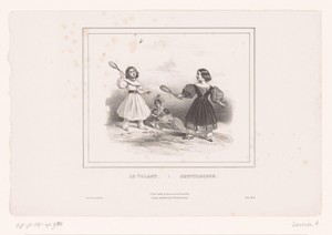 Twee meisjes spelen badminton